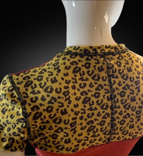 RED & CUSTARD LEOPARD - CROP TOP