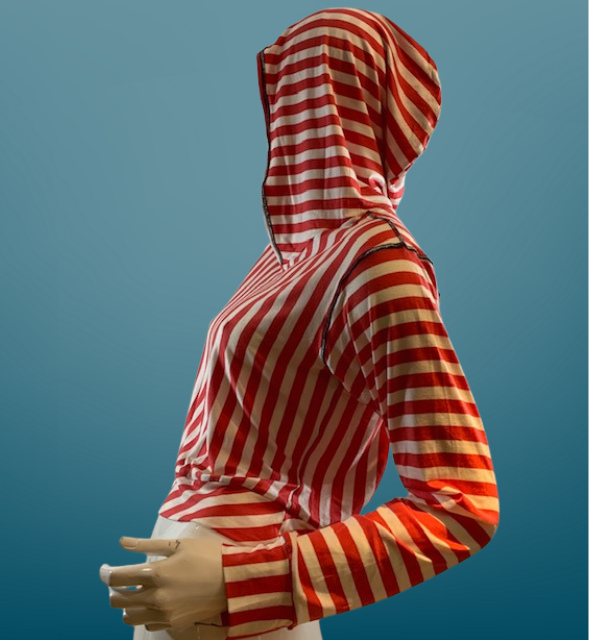 CANDY STRIPE CROPPED PULLOVER HOODIE