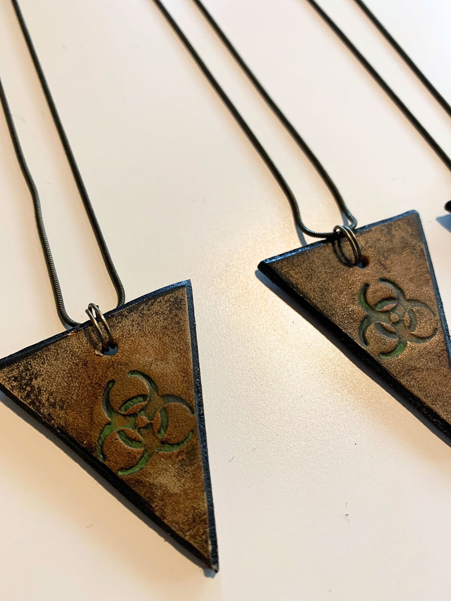 BIO-HAZARD NECKLACE - Embossed Leather