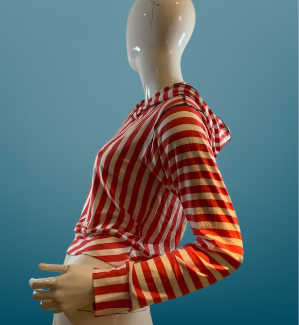 CANDY STRIPE CROPPED PULLOVER HOODIE