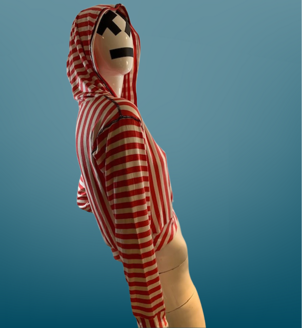 CANDY STRIPE CROPPED PULLOVER HOODIE
