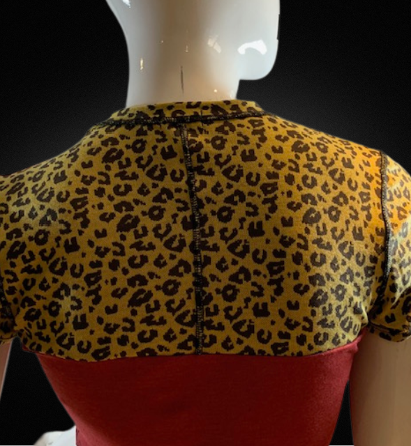 RED & CUSTARD LEOPARD - CROP TOP