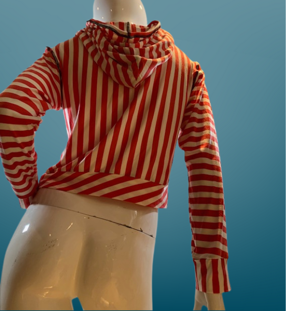 CANDY STRIPE CROPPED PULLOVER HOODIE