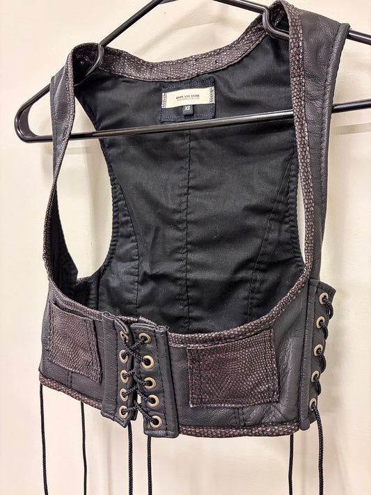 RIB BREAKER - Black Leather Bustier