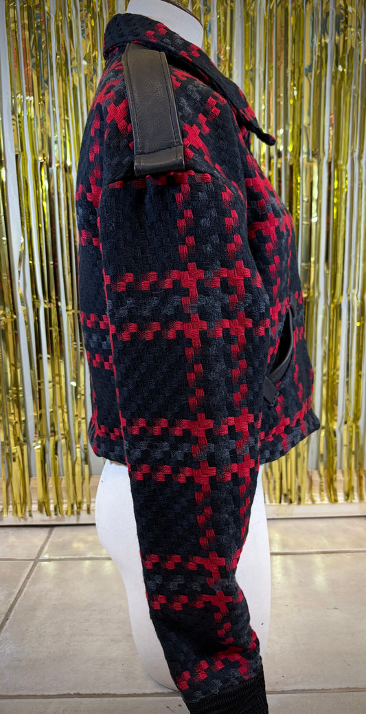 RED GRID - STRAIGHT CUT JACKET *SAMPLE SALE*