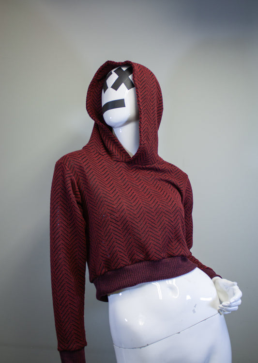 RED CHEVRON - CROPPED PULLOVER HOODIE
