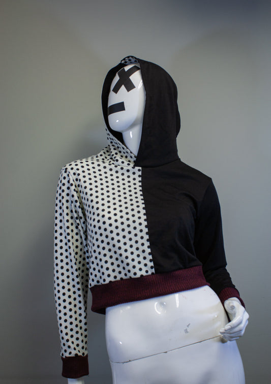 DUALITY DOTS CROPPED PULLOVER HOODIE