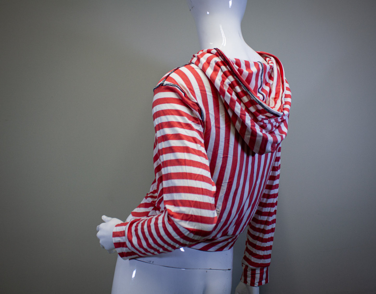 CANDY STRIPE CROPPED PULLOVER HOODIE