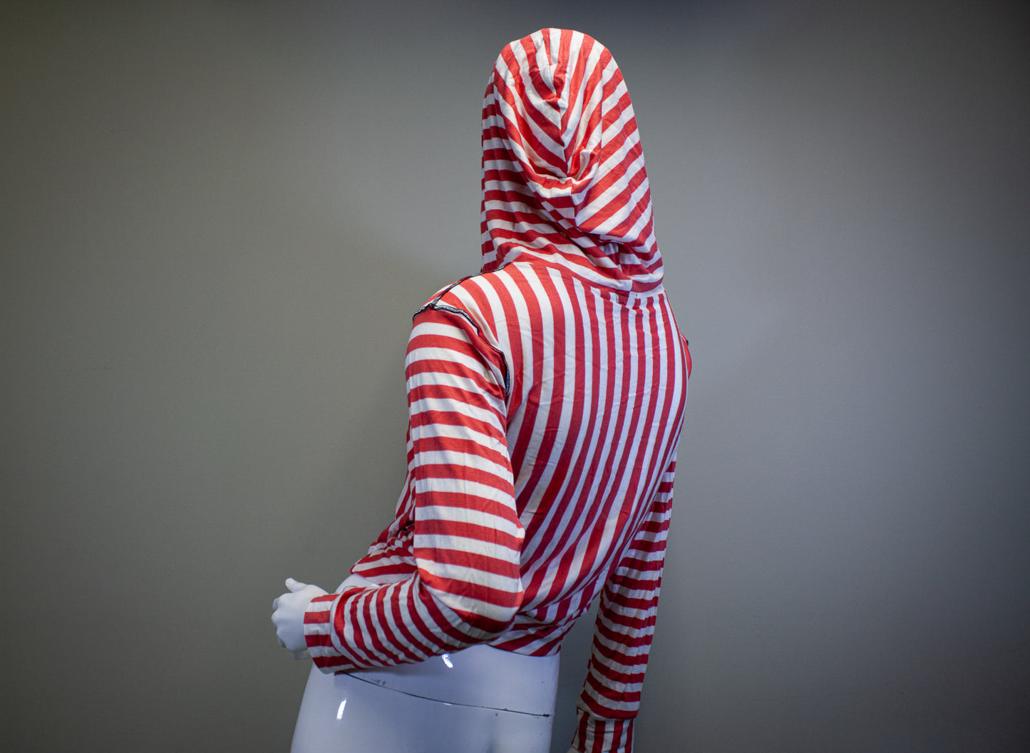 CANDY STRIPE CROPPED PULLOVER HOODIE