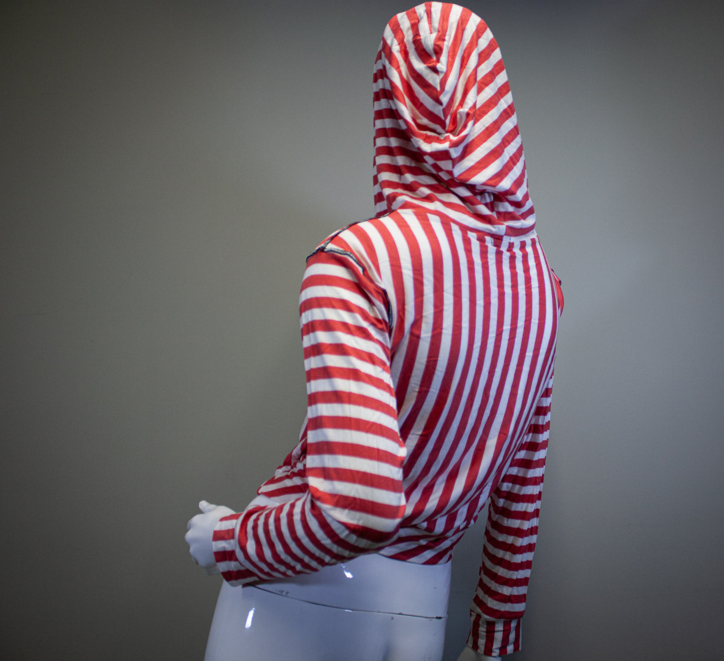 CANDY STRIPE CROPPED PULLOVER HOODIE