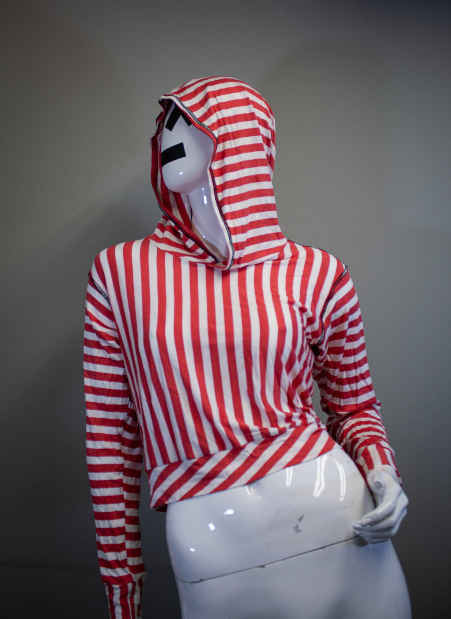 CANDY STRIPE CROPPED PULLOVER HOODIE