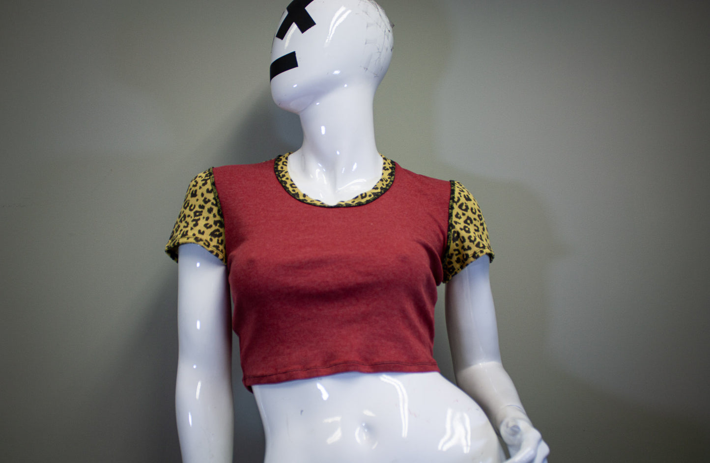 RED & CUSTARD LEOPARD - CROP TOP