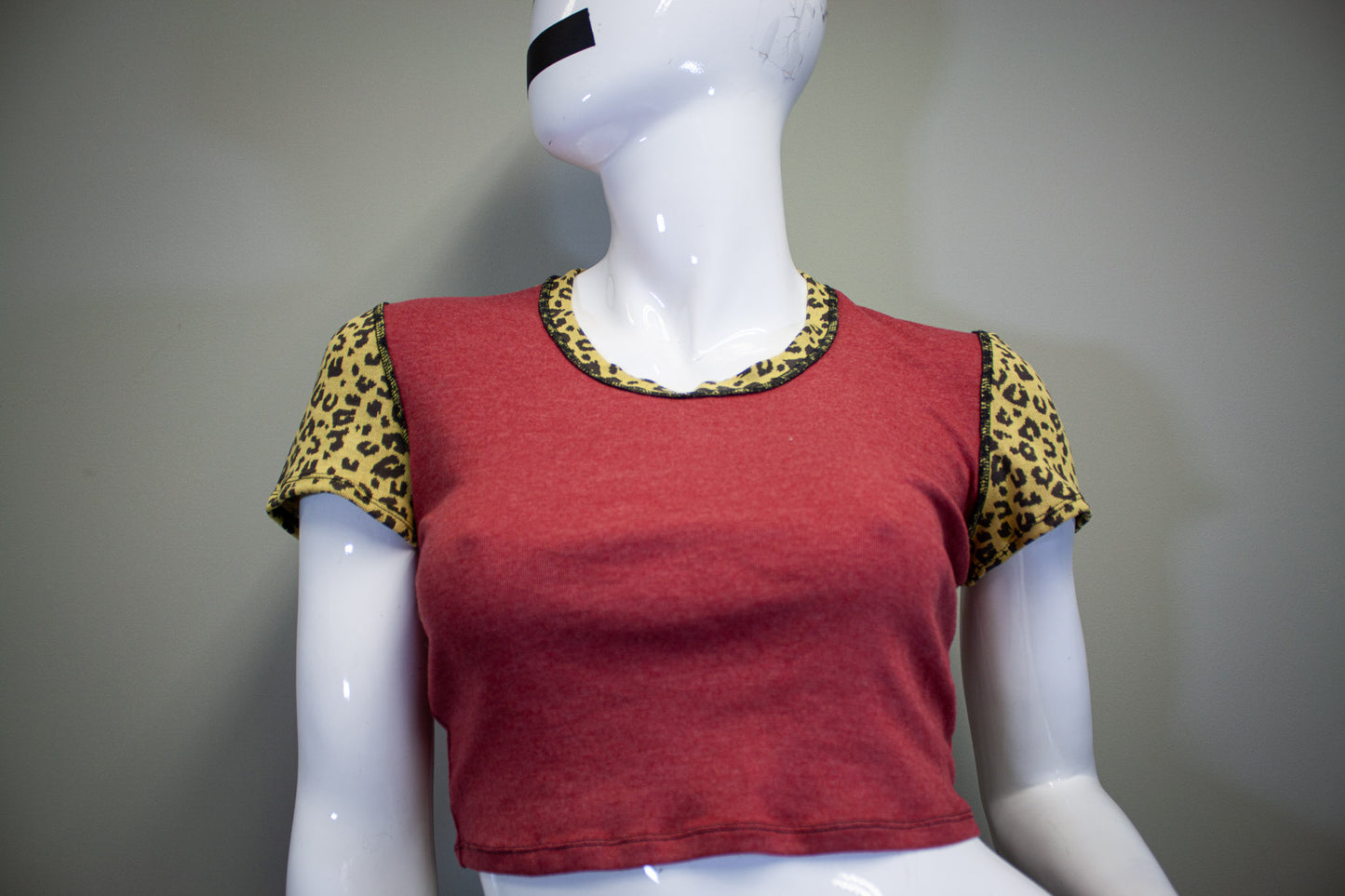 RED & CUSTARD LEOPARD - CROP TOP