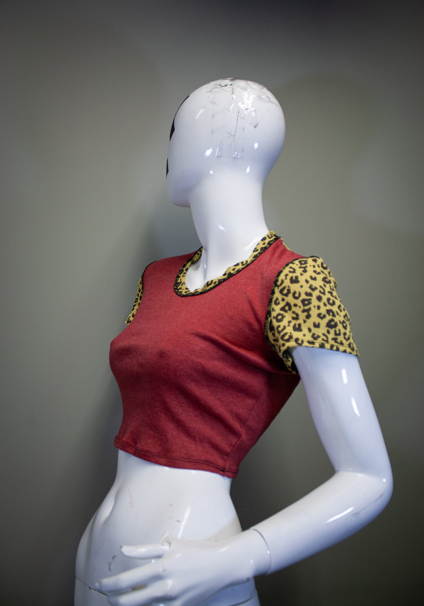 RED & CUSTARD LEOPARD - CROP TOP