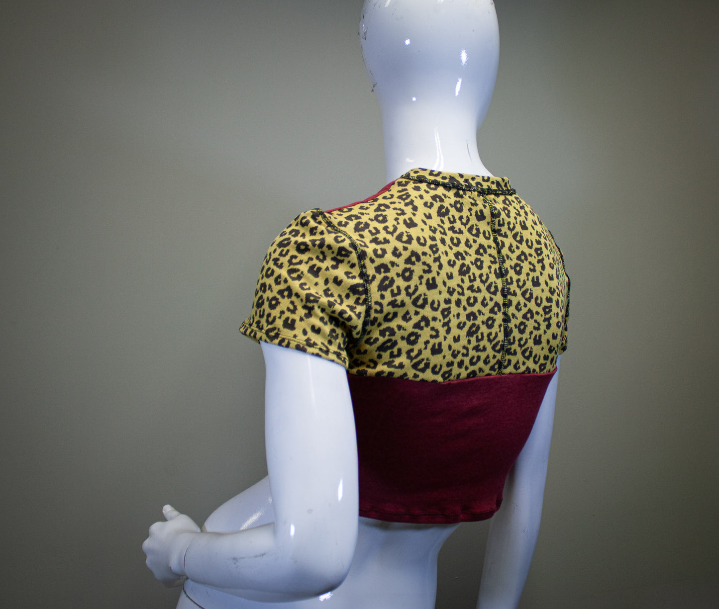 RED & CUSTARD LEOPARD - CROP TOP
