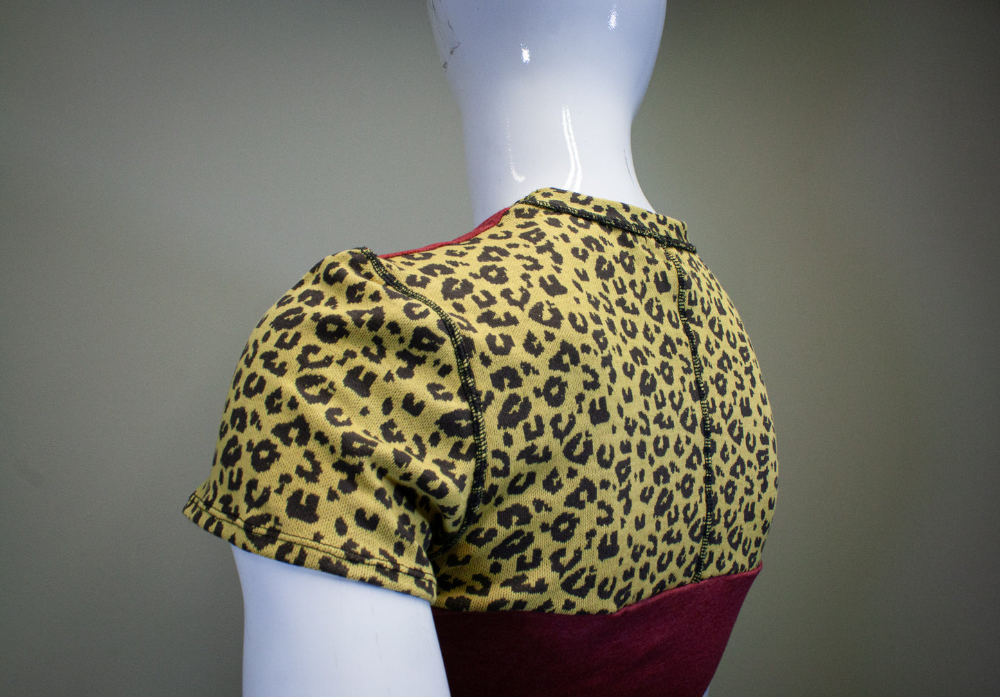 RED & CUSTARD LEOPARD - CROP TOP