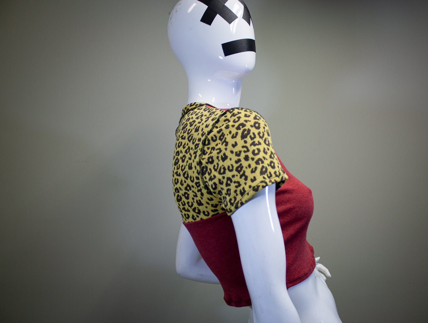 RED & CUSTARD LEOPARD - CROP TOP