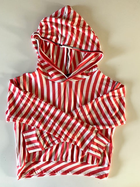 CANDY STRIPE CROPPED PULLOVER HOODIE
