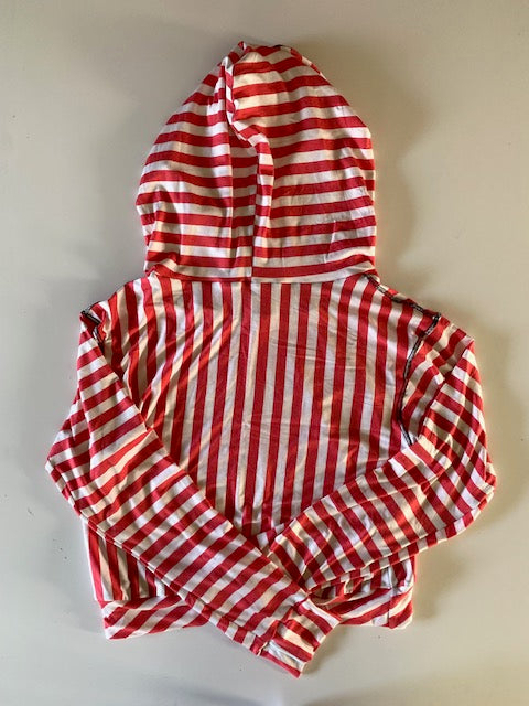 CANDY STRIPE CROPPED PULLOVER HOODIE
