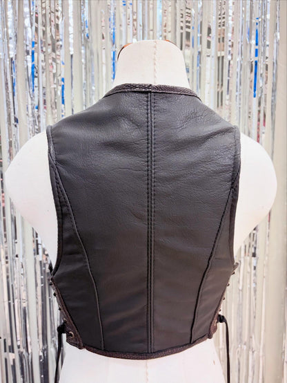 RIB CAGE BUSTIER - BLACK LEATHER