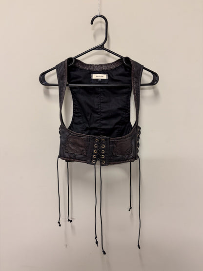 RIB BREAKER - Black Leather Bustier