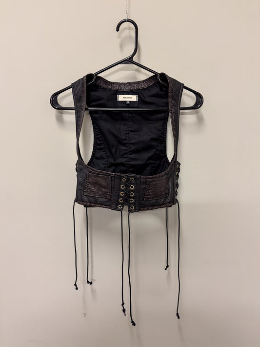 RIB BREAKER - Black Leather Bustier