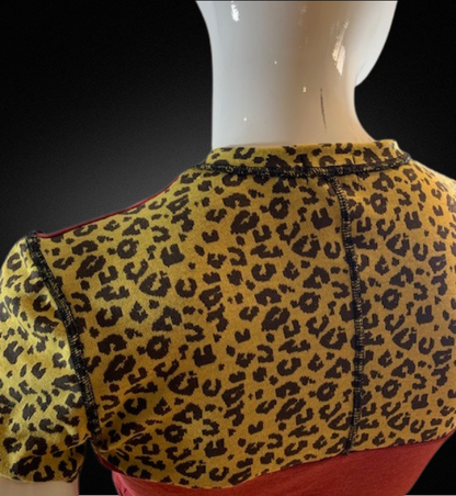 RED & CUSTARD LEOPARD CROP TOP