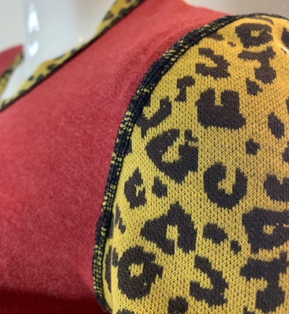 RED & CUSTARD LEOPARD CROP TOP