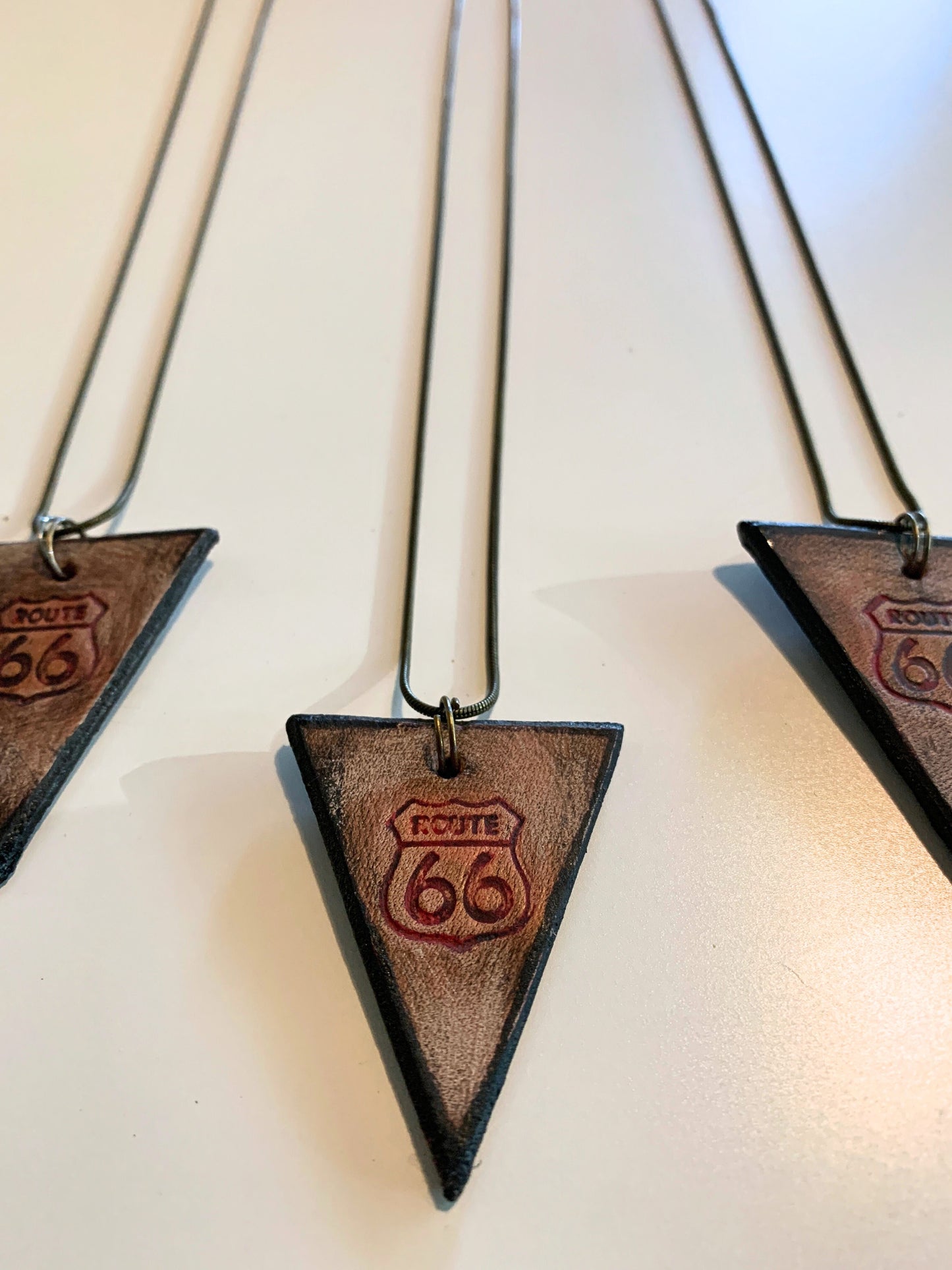 ROUTE 66 NECKLACE - Embossed Leather