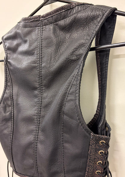 RIB BREAKER - Black Leather Bustier