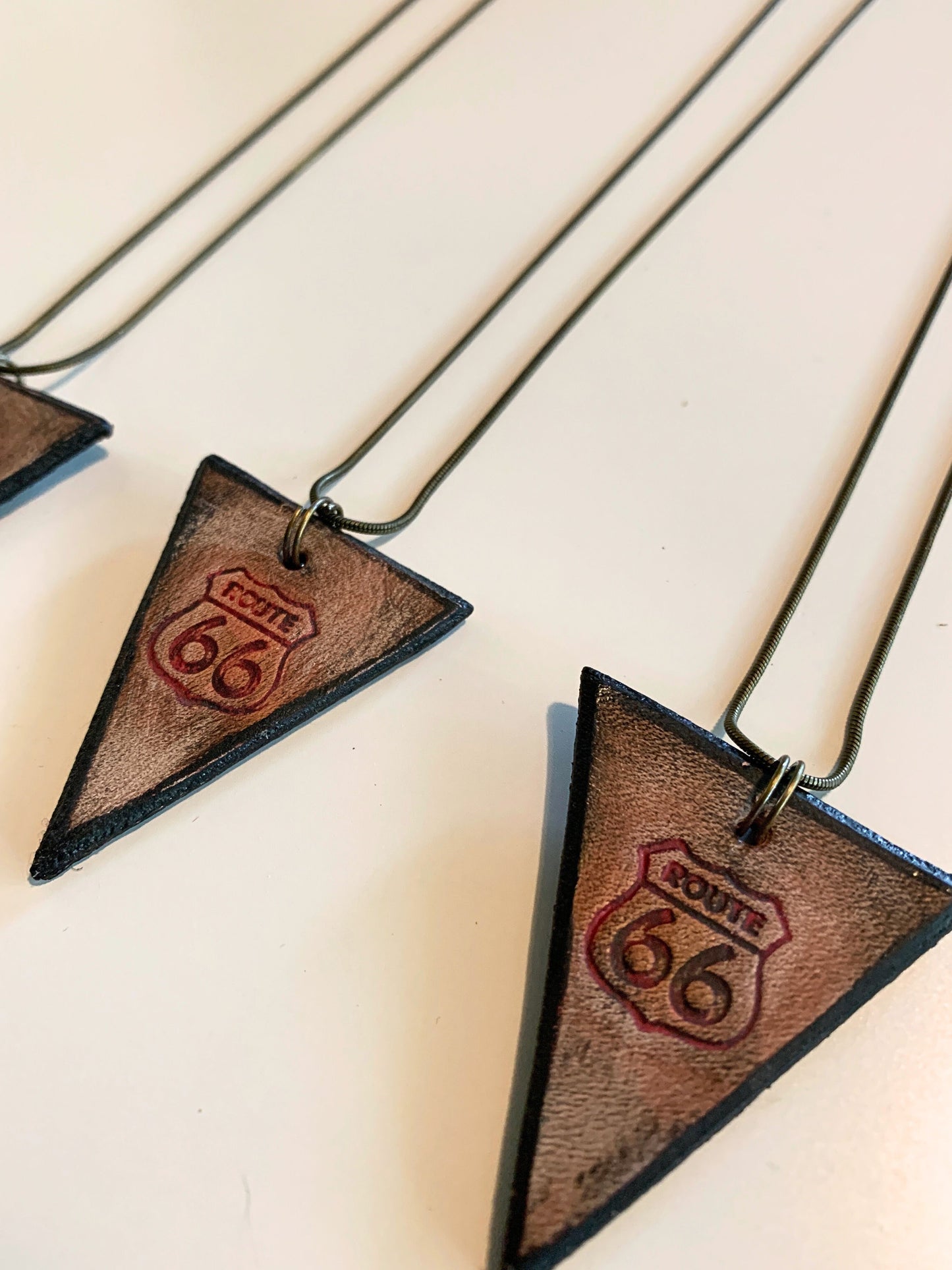 ROUTE 66 NECKLACE - Embossed Leather