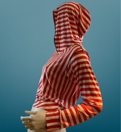 CANDY STRIPE CROPPED PULLOVER HOODIE