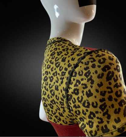 RED & CUSTARD LEOPARD CROP TOP