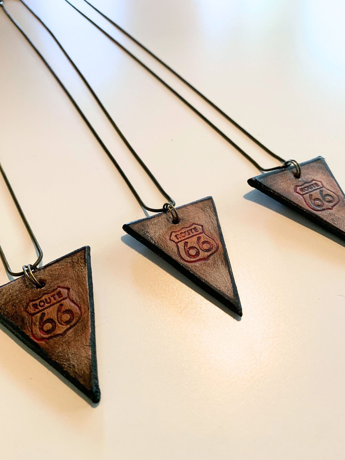 ROUTE 66 NECKLACE - Embossed Leather