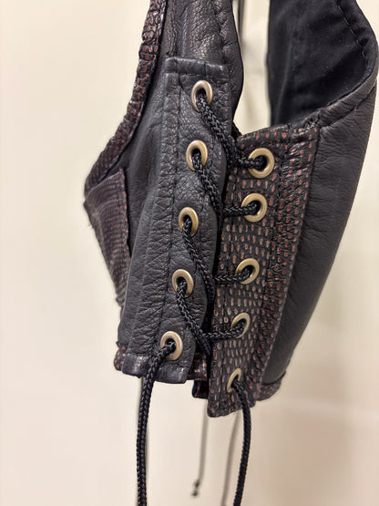 RIB BREAKER - Black Leather Bustier