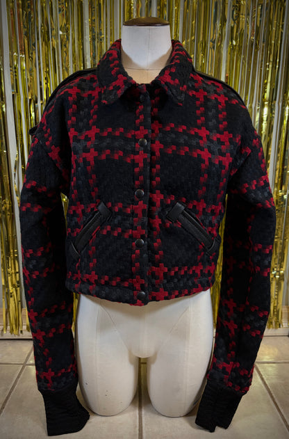 RED GRID - STRAIGHT CUT JACKET *SAMPLE SALE*