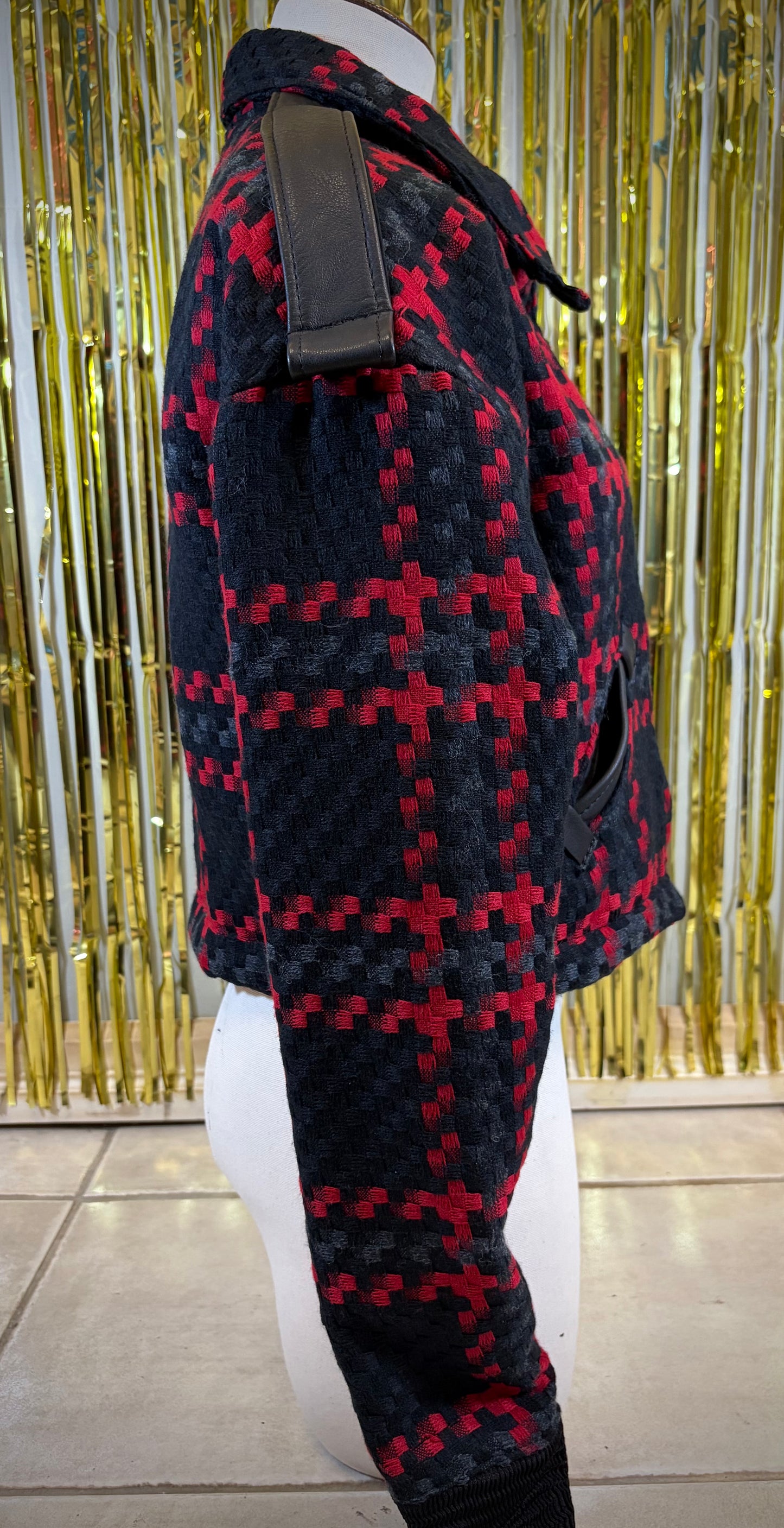 RED GRID - STRAIGHT CUT JACKET *SAMPLE SALE*