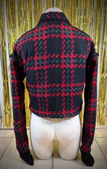 RED GRID - STRAIGHT CUT JACKET *SAMPLE SALE*