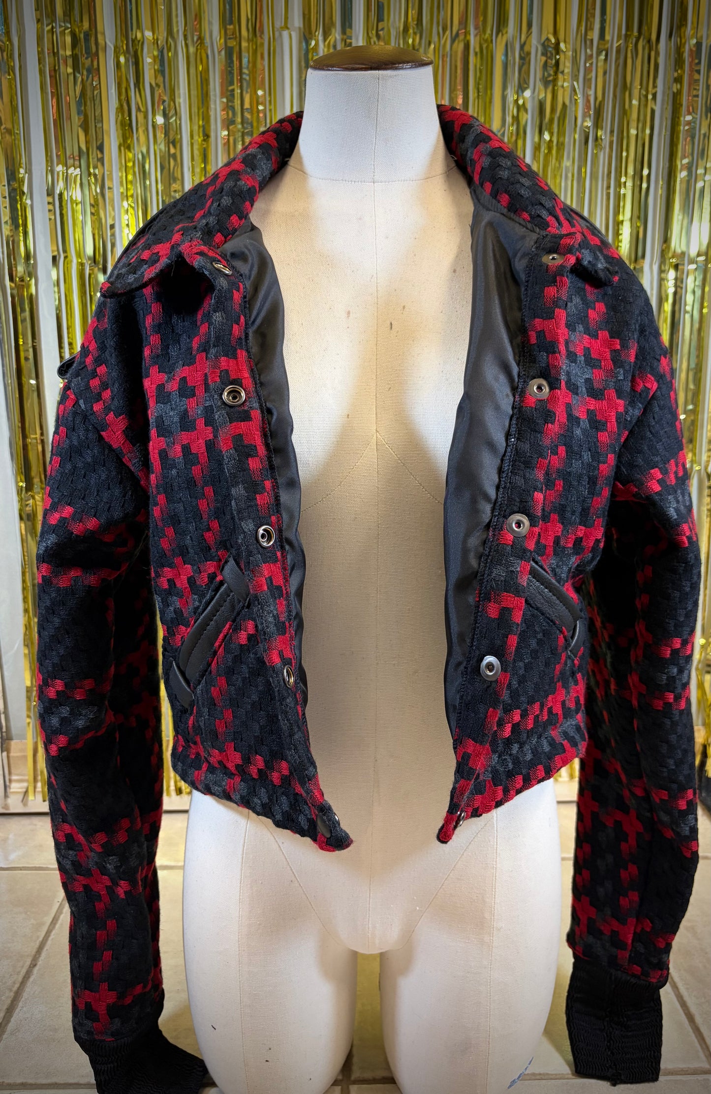 RED GRID - STRAIGHT CUT JACKET *SAMPLE SALE*