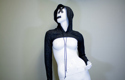 BLACK LEOPARD - MICRO HOODIE