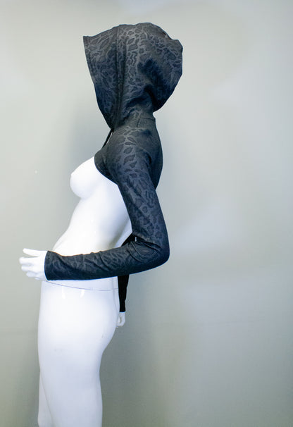 BLACK LEOPARD - MICRO HOODIE