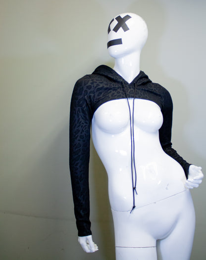 BLACK LEOPARD - MICRO HOODIE