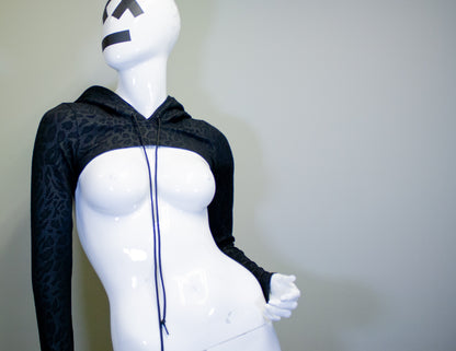 BLACK LEOPARD - MICRO HOODIE