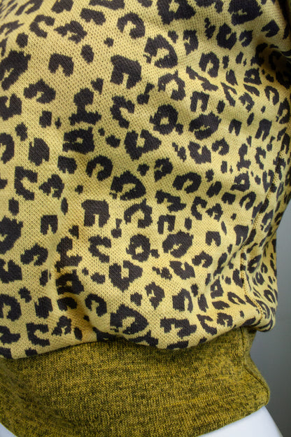LEOPARD CUSTARD & OLIVE - CROPPED PULLOVER HOODIE