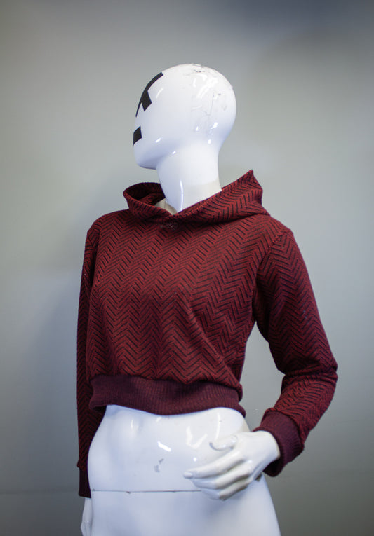 RED CHEVRON - CROPPED PULLOVER HOODIE