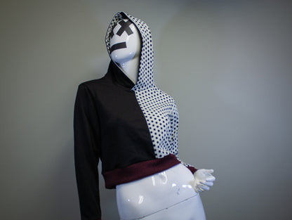 DUALITY DOTS CROPPED PULLOVER HOODIE