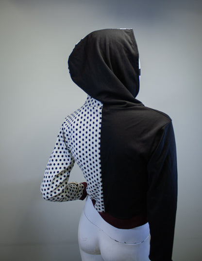 DUALITY DOTS CROPPED PULLOVER HOODIE