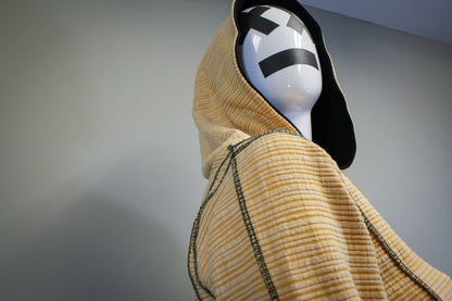 BLACK AND YELLOW - CROPPED PULLOVER HOODIE