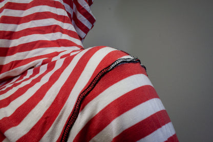 CANDY STRIPE CROPPED PULLOVER HOODIE