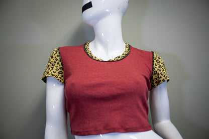RED & CUSTARD LEOPARD - CROP TOP